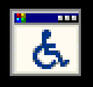 A pixelated icon of a windows webtab with the "disability" sign on it.