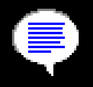 A pixelated speech bubble with lines representing text inside it.